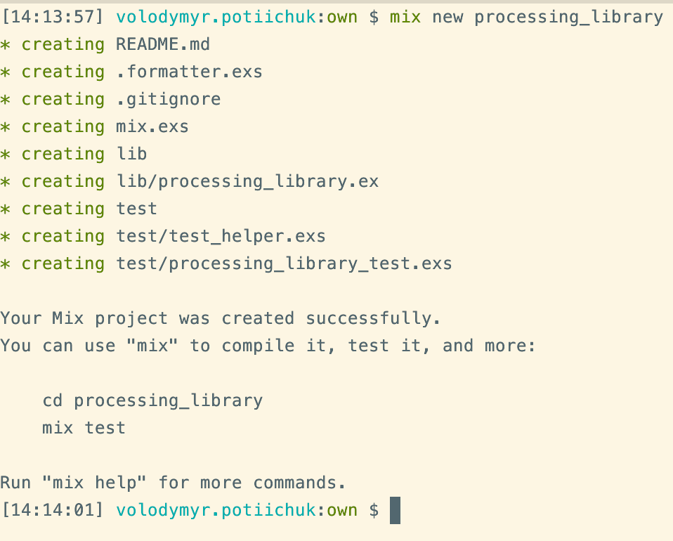 “mix new <project_name” command result