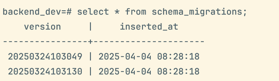 Ecto migrations DB table