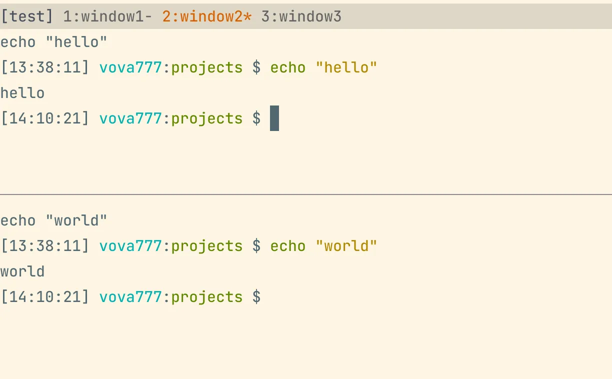 The view when you are in tmux